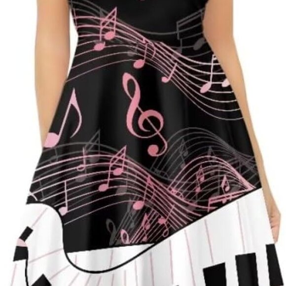 Women Tank Dress Polyester V-Neck Short Sleeve Midi Casual Beach Wear - Picture 3 of 6